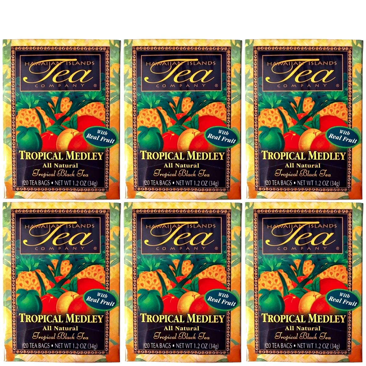 Hawaiian Islands Tea Company Tropical Medley Green Tea, All Natural - 120 Teabags (6 Boxes)