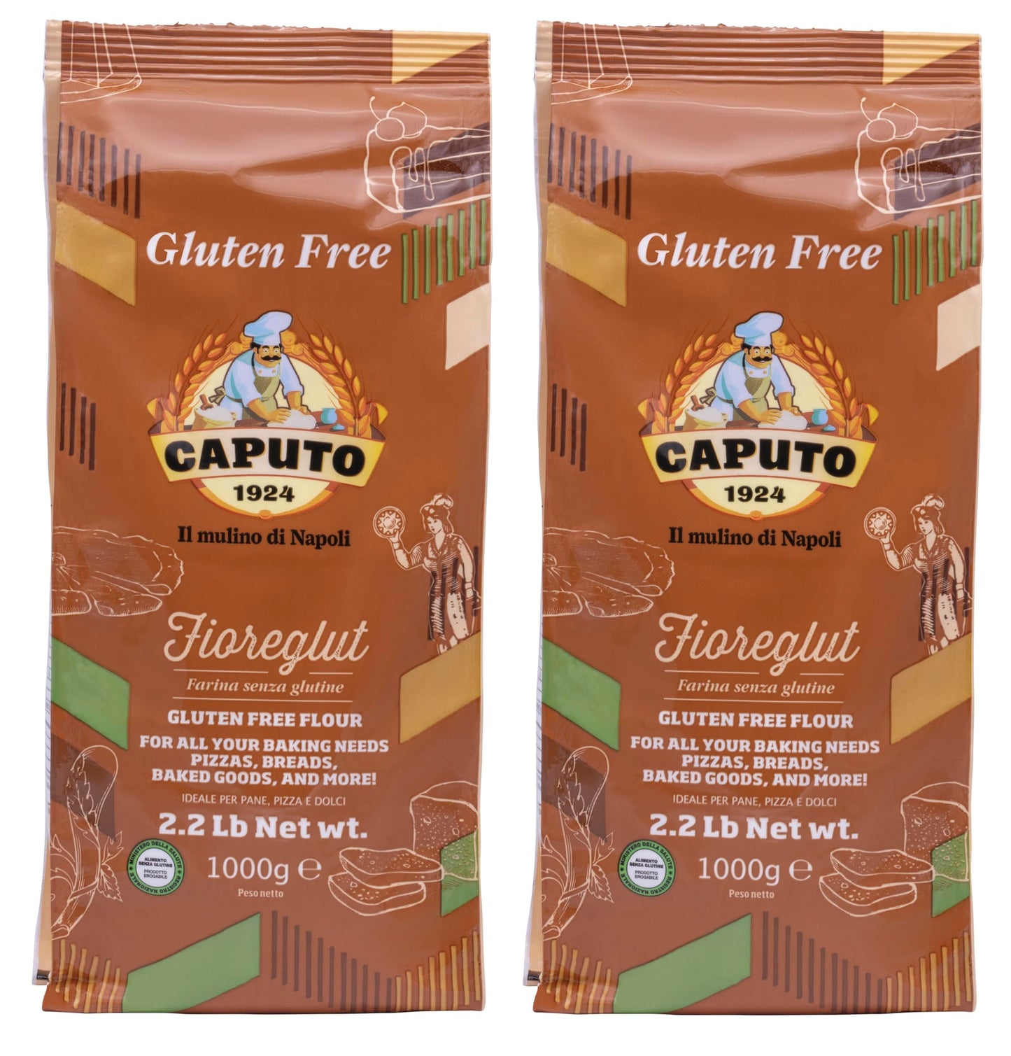 Antico Molino Napoli Gluten Free Pizza Flour, 2.2 lb (Pack of 2) - Premium Italian Baking Mix for Delicious Pizzas and Breads