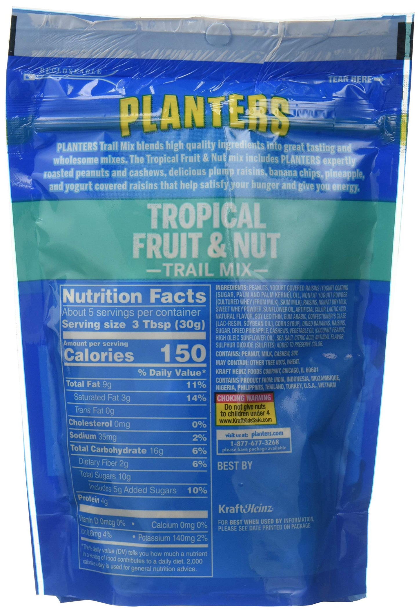 Planters Tropical Fruit & Nuts Trail Mix, 6 Ounce (Pack of 12), Assorted