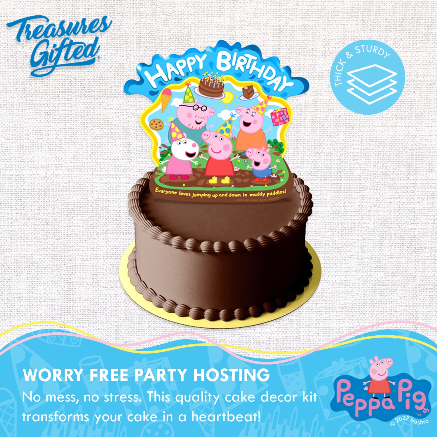 Treasures Gifted Officially Licensed Peppa Pig Birthday Party Supplies - Cake Topper Set - 1 Peppa Pig Cake Topper & 24 Peppa Pi