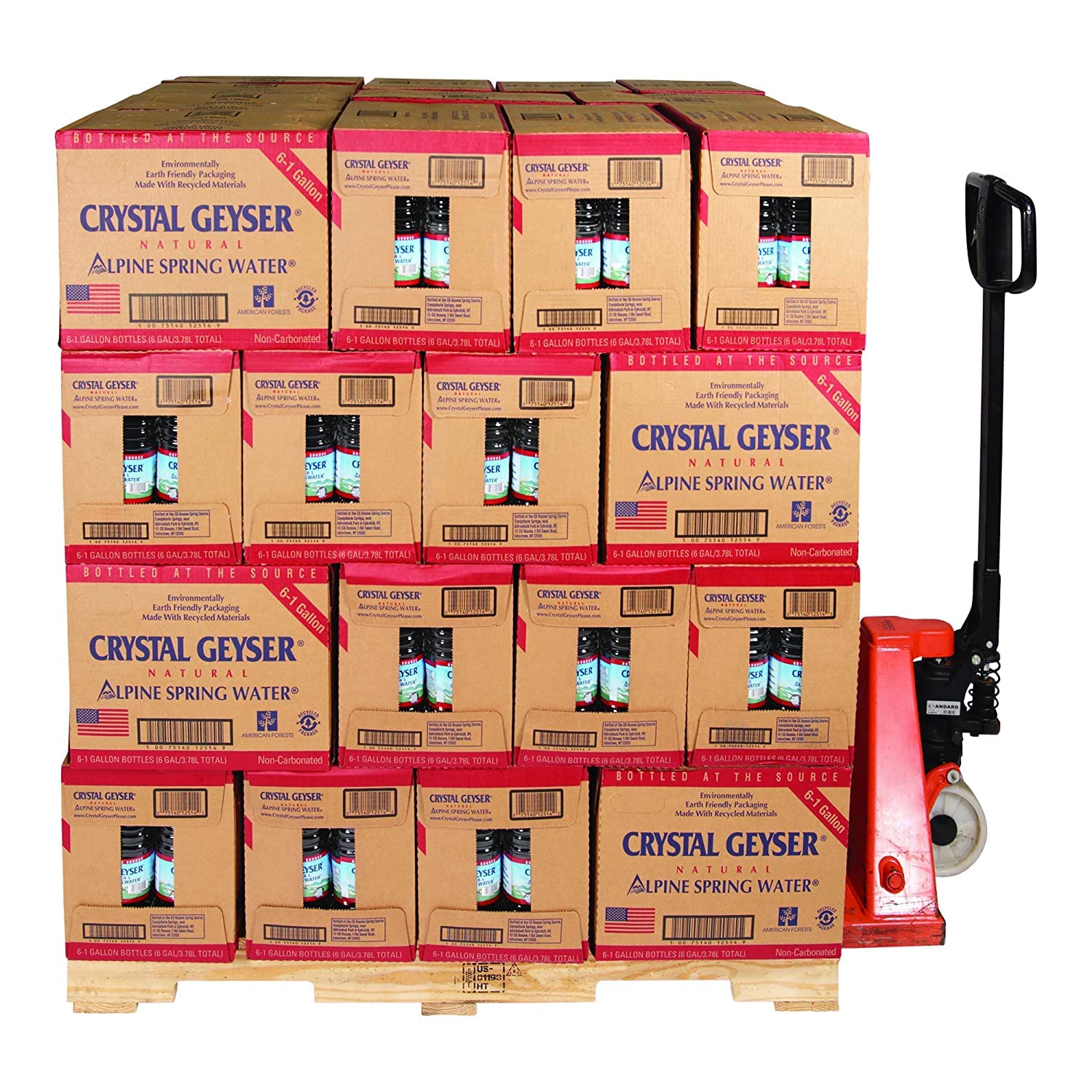 CRYSTAL GEYSER SINCE 1977 Pallet Of 48 Cases Of Alpine 100% Natural Spring Water, 6 - 1 Gallon Bottles, Bottled at The Source