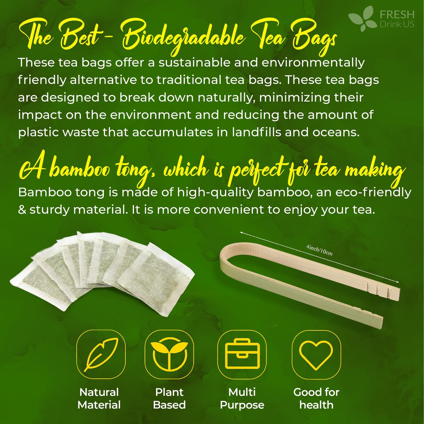 Freshdrinkus, Enhanced 100 Mango Leaf Tea Bags, 100% Natural & Pure From Mango Leaves. Loose Leaf Herbal Tea. No Sugar, No Caffeine, No Gluten, Vegan.