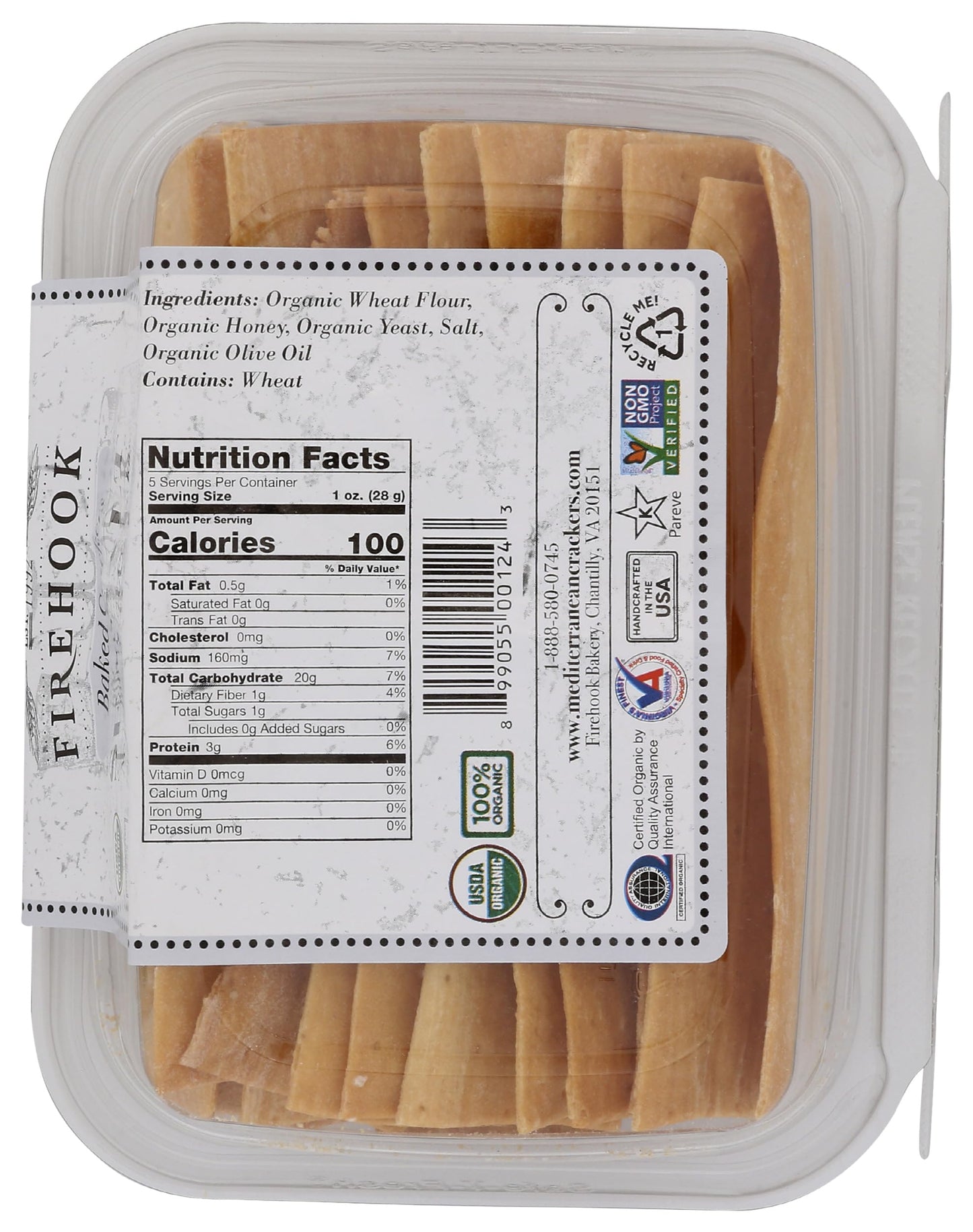 Firehook Baked Crackers, Cracker Sea Salt Organic, 5.5 Ounce