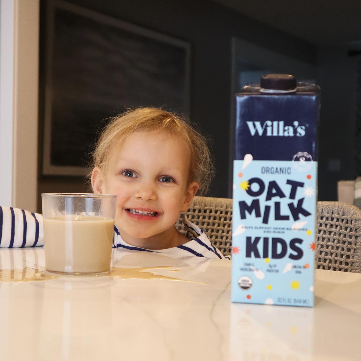 Willa s Organic Kid s Oat Milk Unsweetened with 8g Protein & 240g Calcium  Plant-Based Milk for Kids  Dairy-Free  Low Sugar  2g Fiber - 32 oz  6 Pack