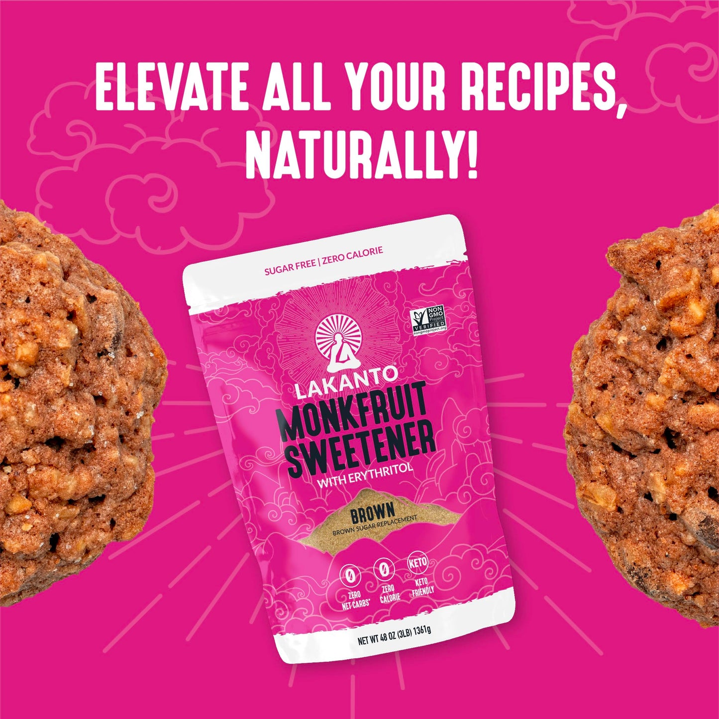 Lakanto Brown Monk Fruit Sweetener with Erythritol - Brown Sugar Substitute, Zero Calorie, Baking, Vegan, Keto Diet Friendly, Ze