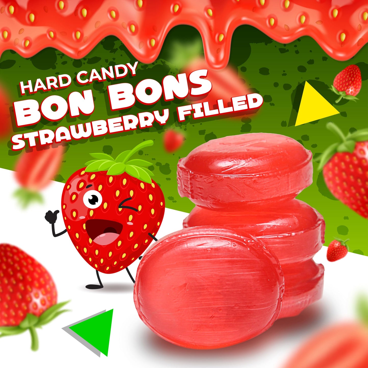 Arcor Strawberry Filled Bon Bons | 2 Pound Bag - Approx. 120 Count | Hard Candy Bulk