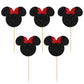 Gyufise 36 Pack Black And Red Glitter Mouse Inspired Cupcake Toppers With Bow Mouse Cake Decorations For Baby Shower Wedding Kid