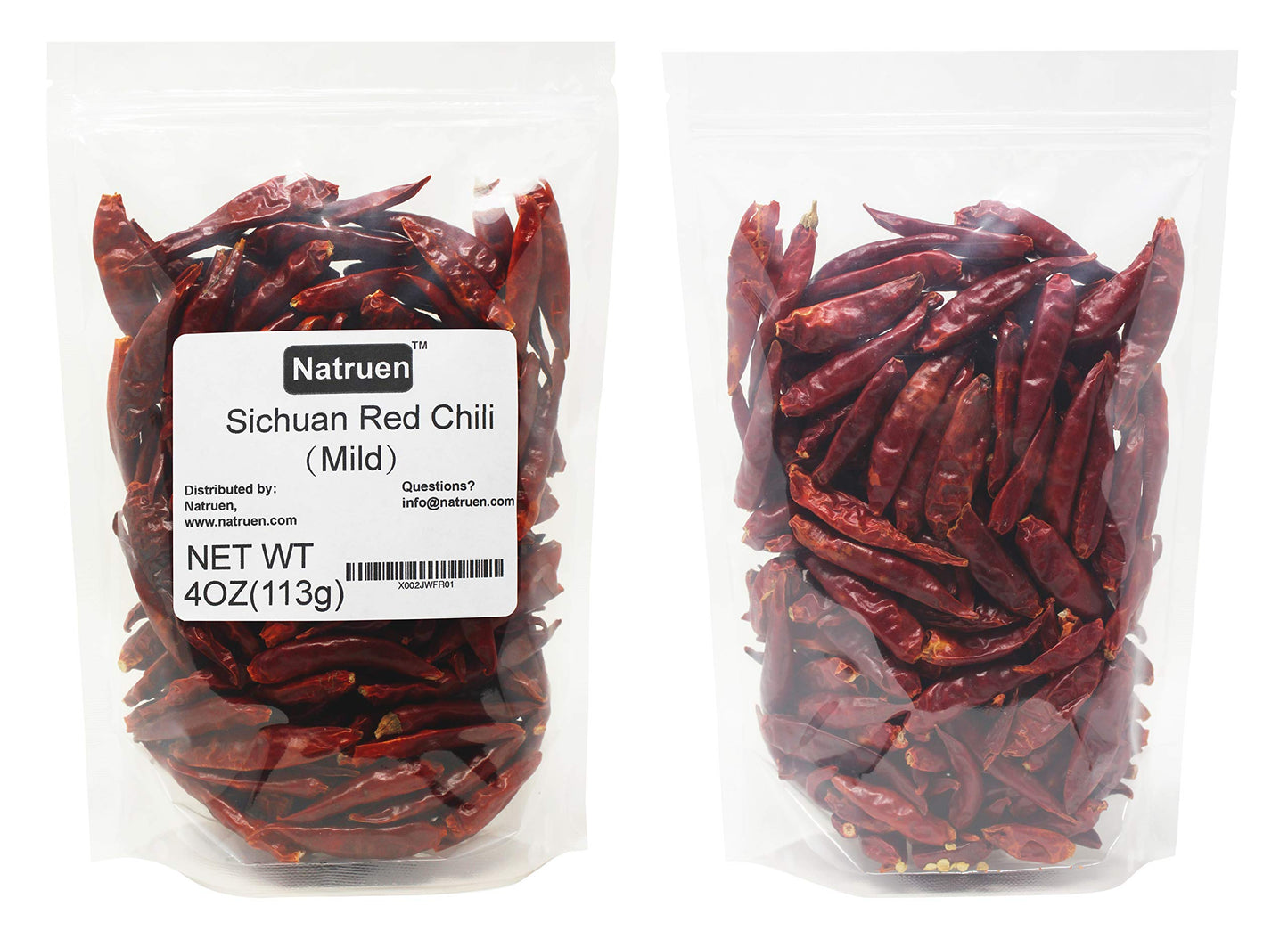 Natruen Whole Dry Szechuan Chinese Red Chili Pods 4 Oz, Mild, Facing Heaven Chili, Spicy Sichuan Dried Red Hot Chilies For Chili