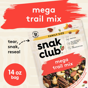 Snak Club Mega Trail Mix with Cranberries, Almonds, Pumpkin Seeds, Cashews, Pecans, and Pistachio Kernels, Gluten-Free and Koshe