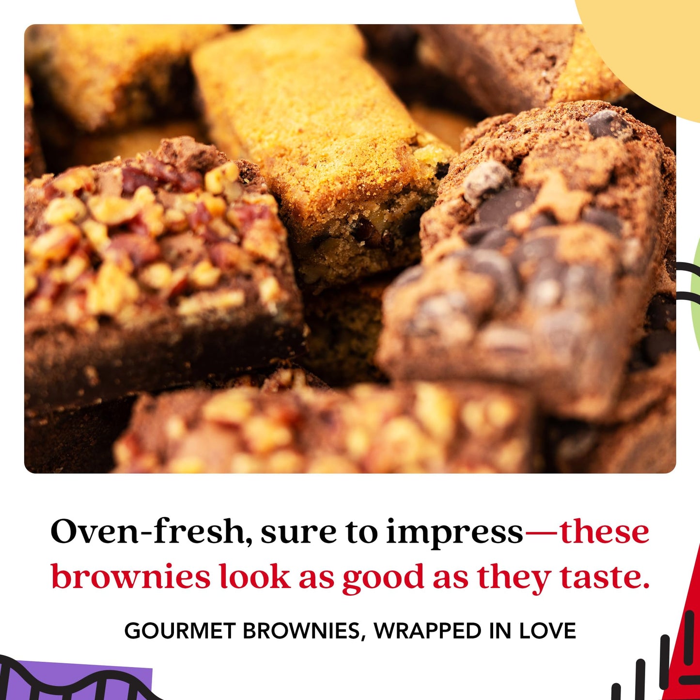 DAVIDS COOKIES Brownies Sweet Sampler Tin – 6 Rich Fudgy Slices, Individually Wrapped Gourmet   for Birthdays and All Occasions