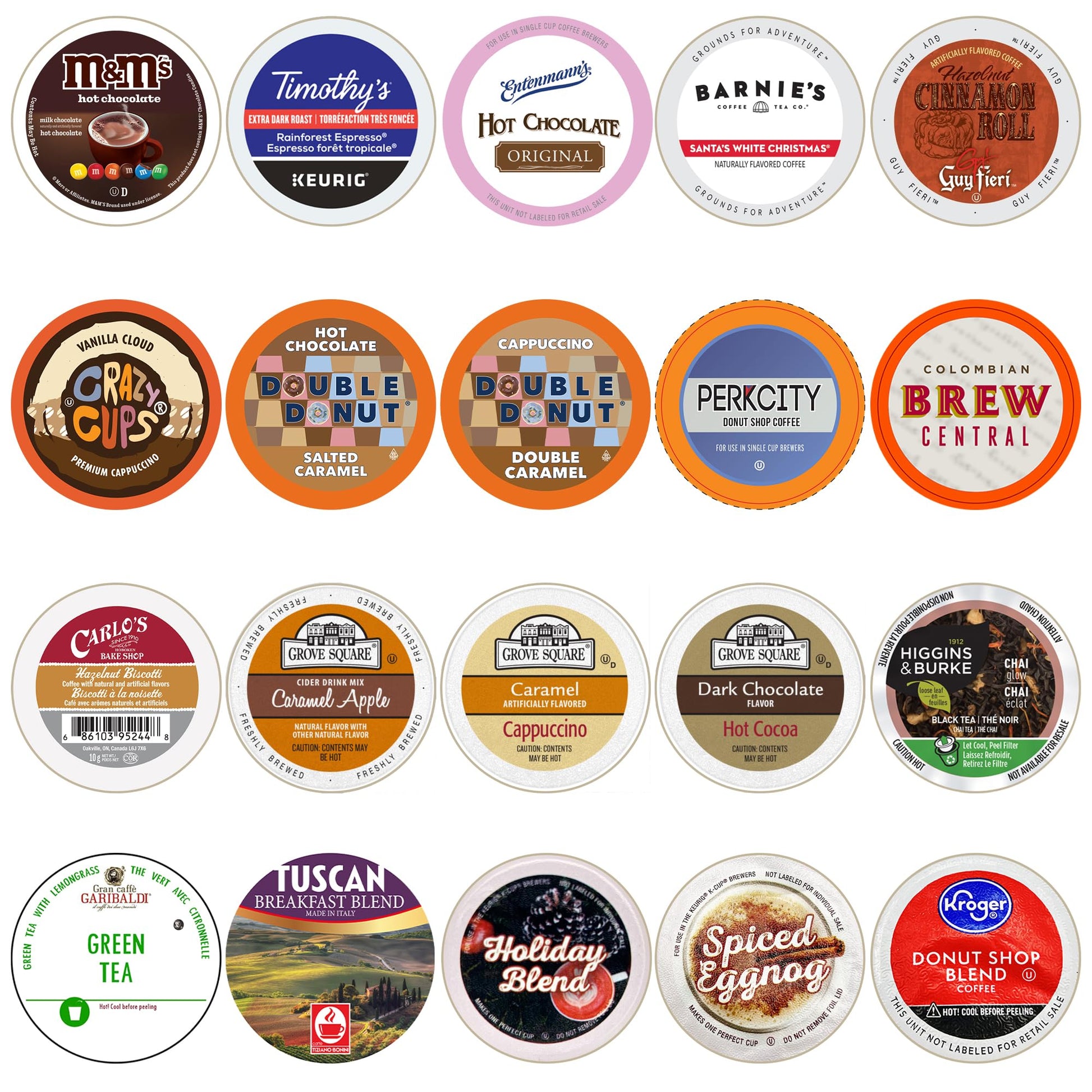 Perfect Samplers Coffee/Tea/Cider Single Serve Cups for Keurig, 20 Count, Premium Mix