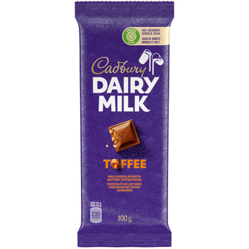 Cadbury Dairy Milk Chocolate Toffee, 100G/3.5Oz Bar, (Imported From Canada)