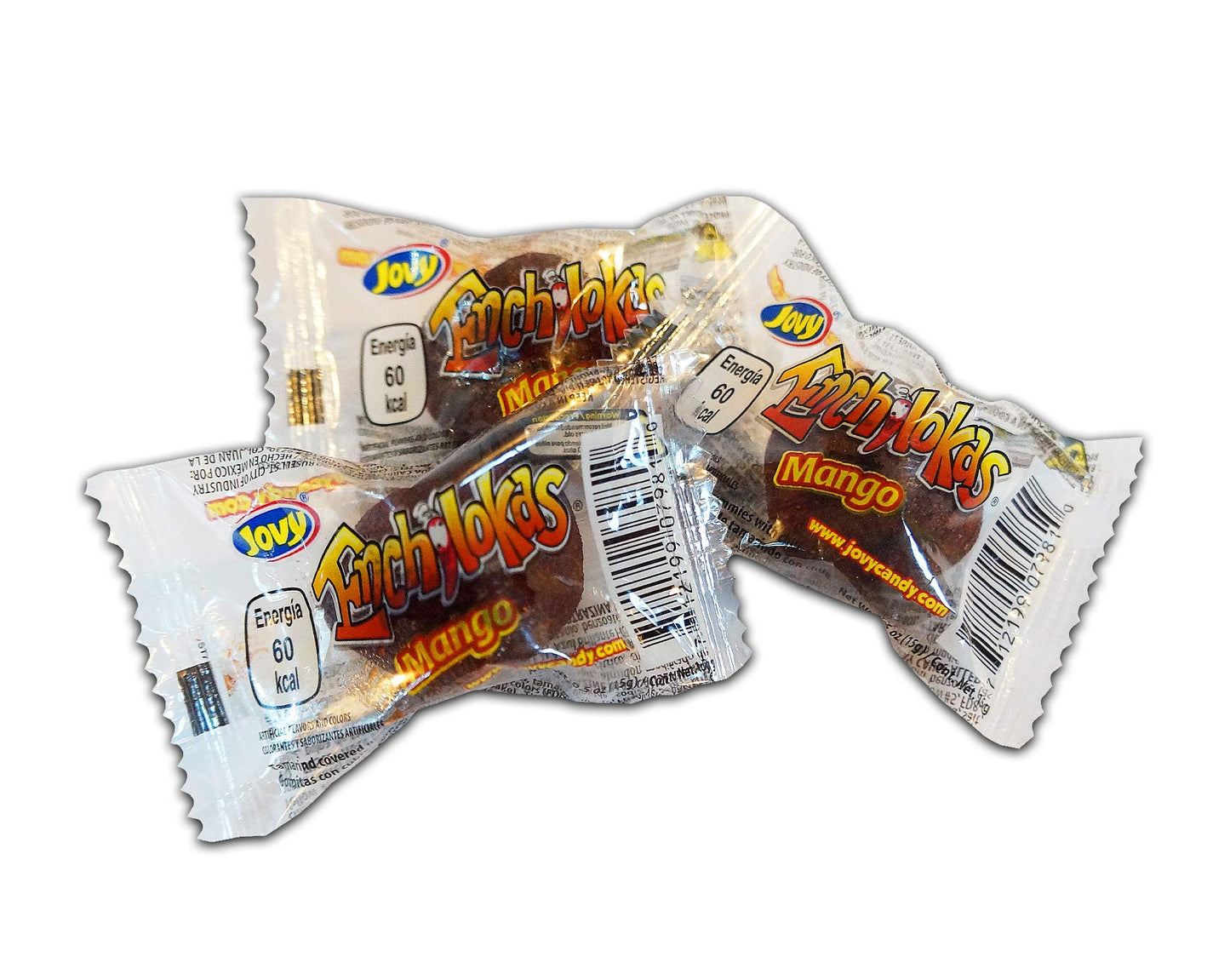 Jovy Enchilokas Candy. Mango Flavored Tamarind Covered Gummies With Chili. Net Wt 1-Lb 1-Oz