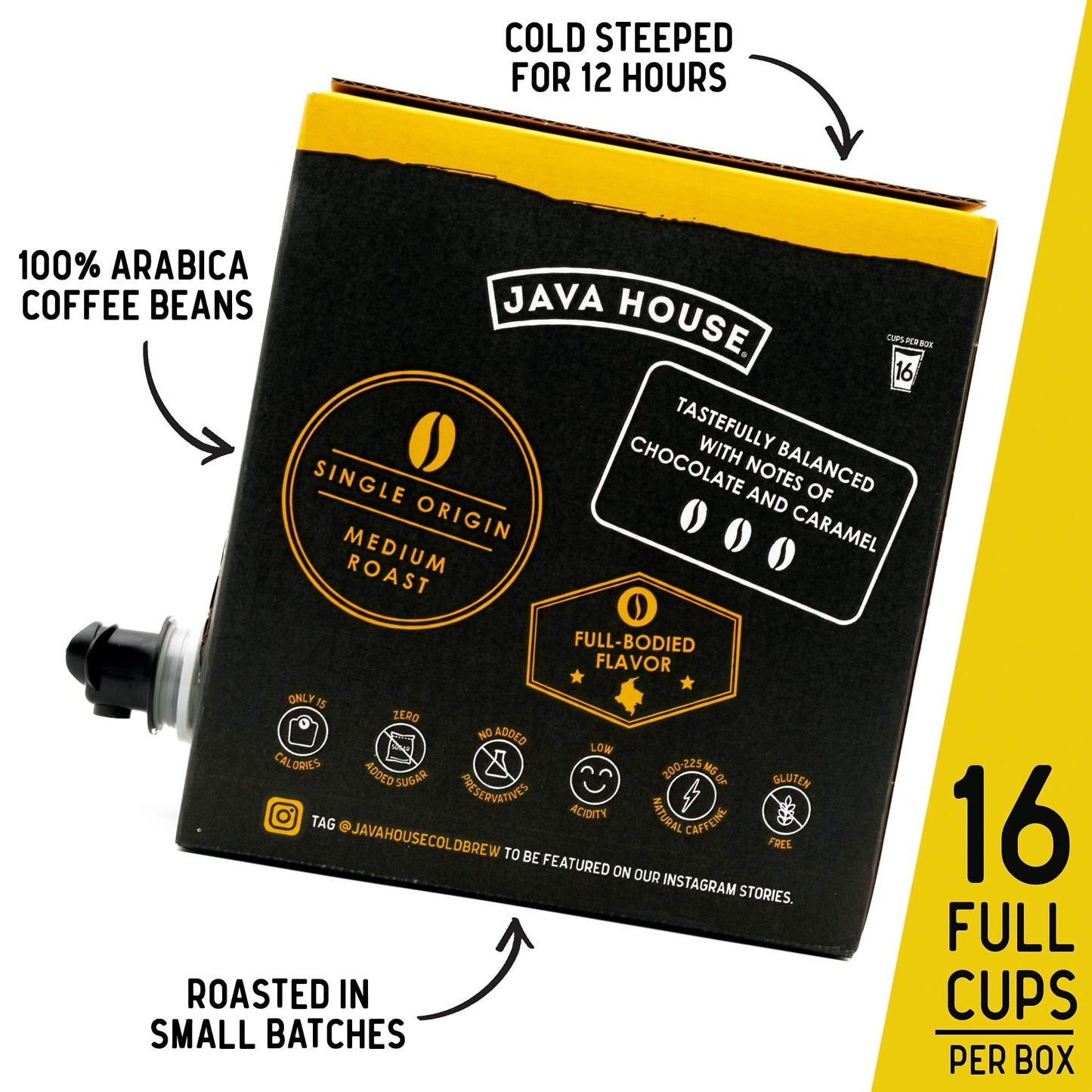 Java House Cold Brew Coffee On Tap, (128 Fluid Ounce Box) Not A Concentrate, No Sugar, Ready To Drink Liquid (Colombian Roast)