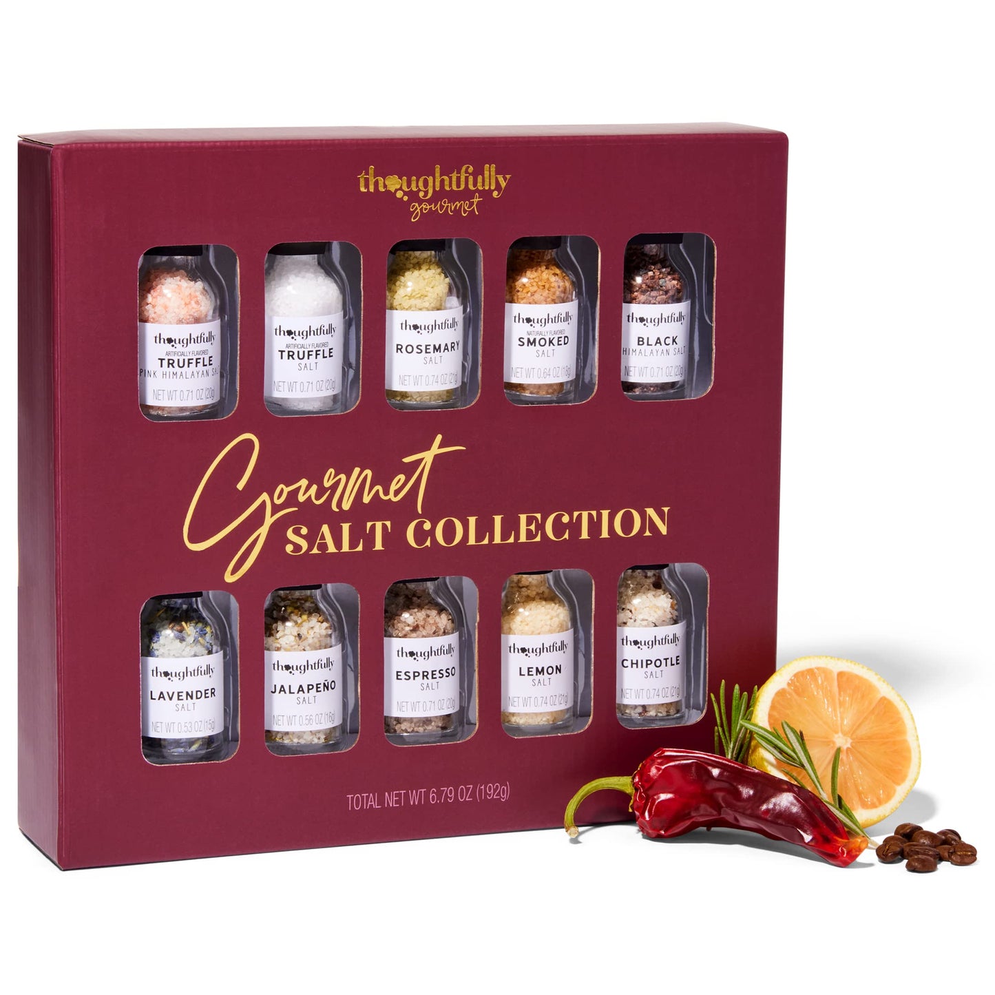 Thoughtfully Gourmet Gourmet Cooking Salt Sampler Gift Set, 10 Flavors, 6.79 oz