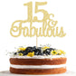 Gyufise 1Pc 15 & Fabulous Cake Topper Gold Glitter Fifteen And Fabulous Cake Toppers Happy 15Th Birthday Cake Pick For 15Th Wedd