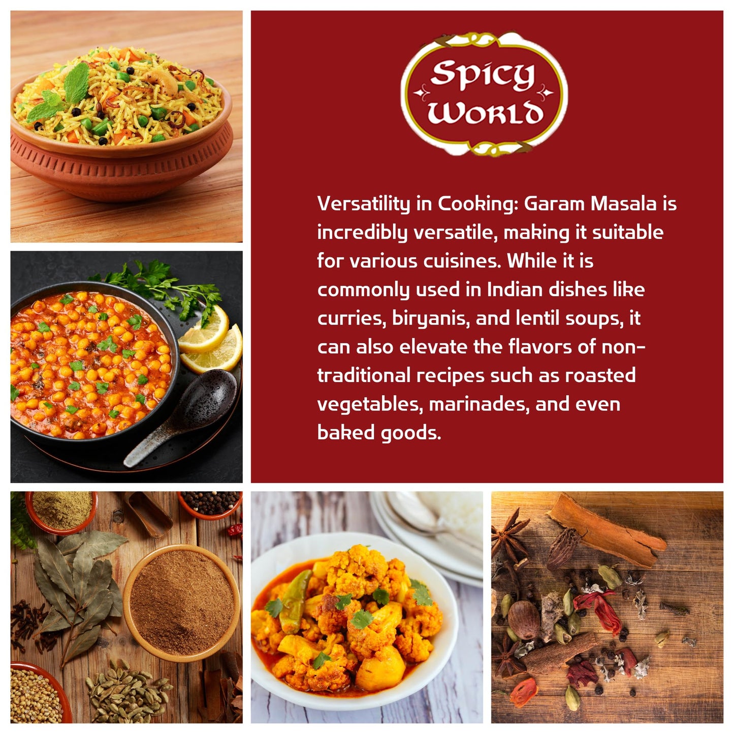 Spicy World Garam Masala Powder 7-Ounce (15 enhanced Spice Blend) | Salt Free  Vegan | Indian Origin | Garam Masala Spice Powder