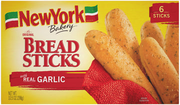 New York Bakery Breadsticks With Real Garlic, 10.5 Oz, 6 Count Box (Frozen)