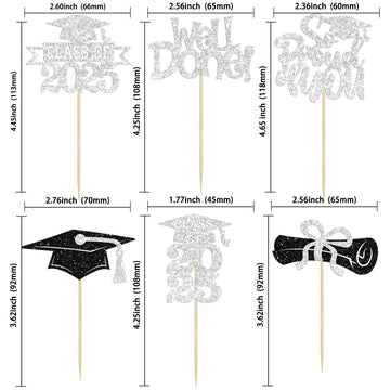 Gyufise 24Pcs Class Of 2025 Cupcake Toppers Glitter Congrats Grad 2025 Done Diploma Cupcake Picks For Class Of 2025 Graduation T