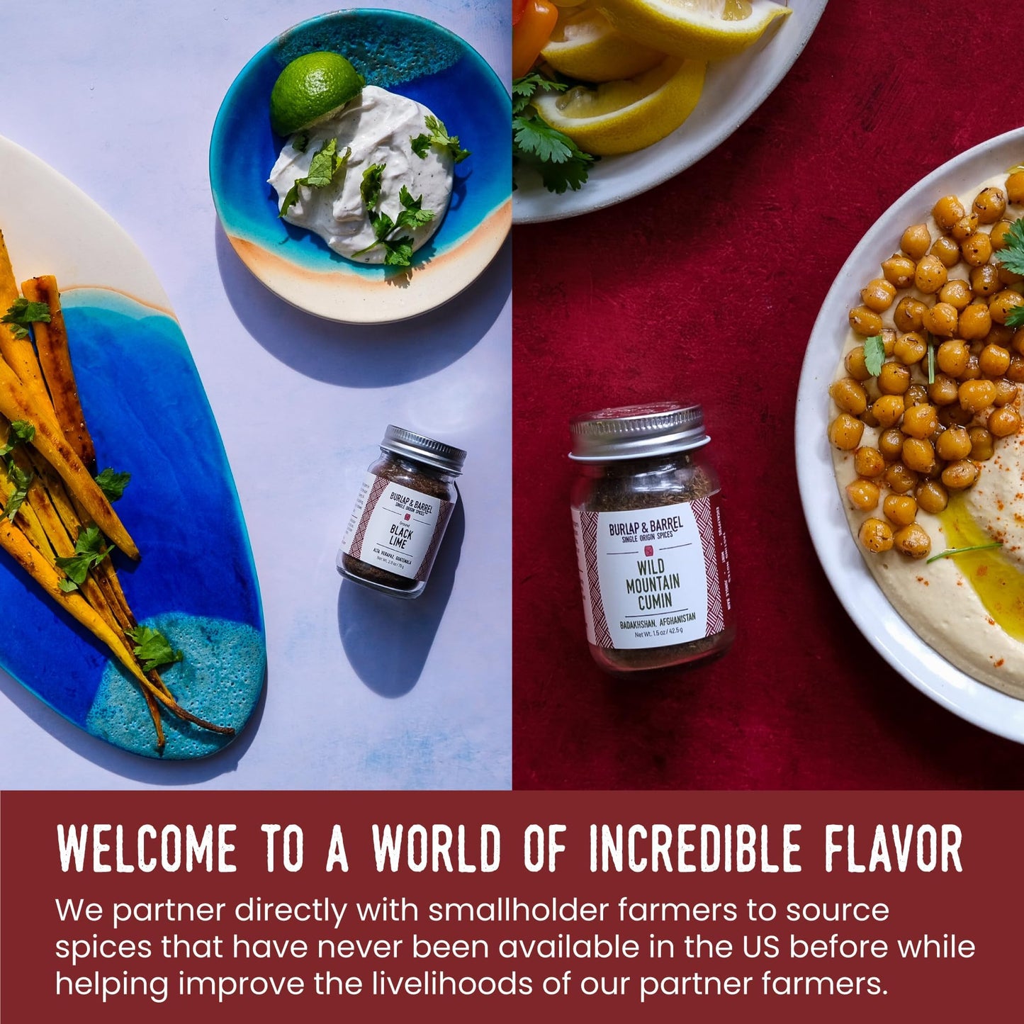 Burlap & Barrel Taco Seasoning Set - Wild Mountain Cumin, Sun-Dried Tomato, Black Lime - 3 Full Size (0.33 Fl Oz each) in Gift Box