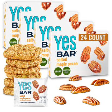 The YES Bar Salted Maple Pecan Plant Based Protein Snack Bar 24 Count Vegan Gluten Free Low Sugar Keto Friendly