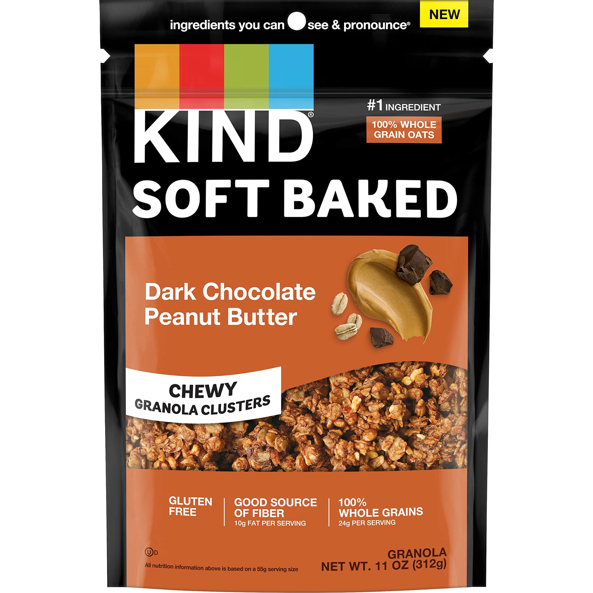 Kind Soft Baked Granola, Dark Chocolate Peanut Butter, 11 Oz (Pack Of 5)
