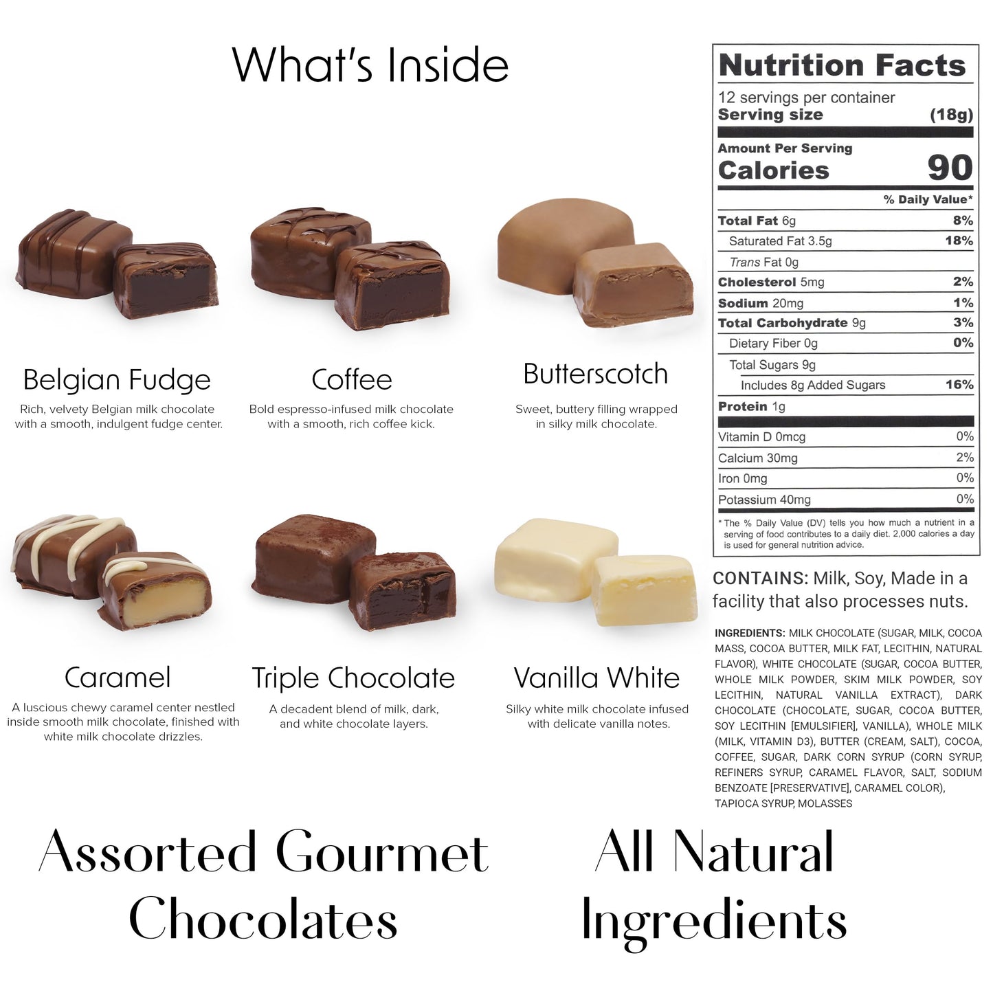 Luxury Milk Chocolate Truffles Gift Box – 12 Piece Assorted Belgian-Style Holiday Chocolates – Gourmet Candy For Christmas Gifts, Stocking Stuffers, Birthdays, Anniversaries & Dessert Platters