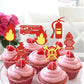 Ercadio 24 Pack Fireman Cupcake Toppers Red Glitter Fire Department Cake Topper Fireman Cupcake Picks For Fire Theme Baby Shower