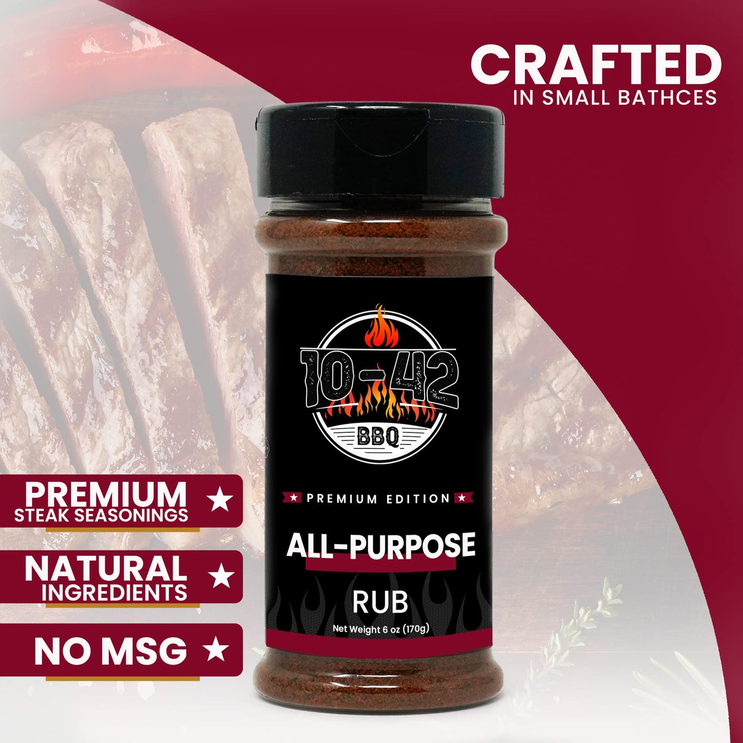 Five Star Seasonings All-Purpose BBQ Rub, 0 Calorie, No MSG, 6 oz