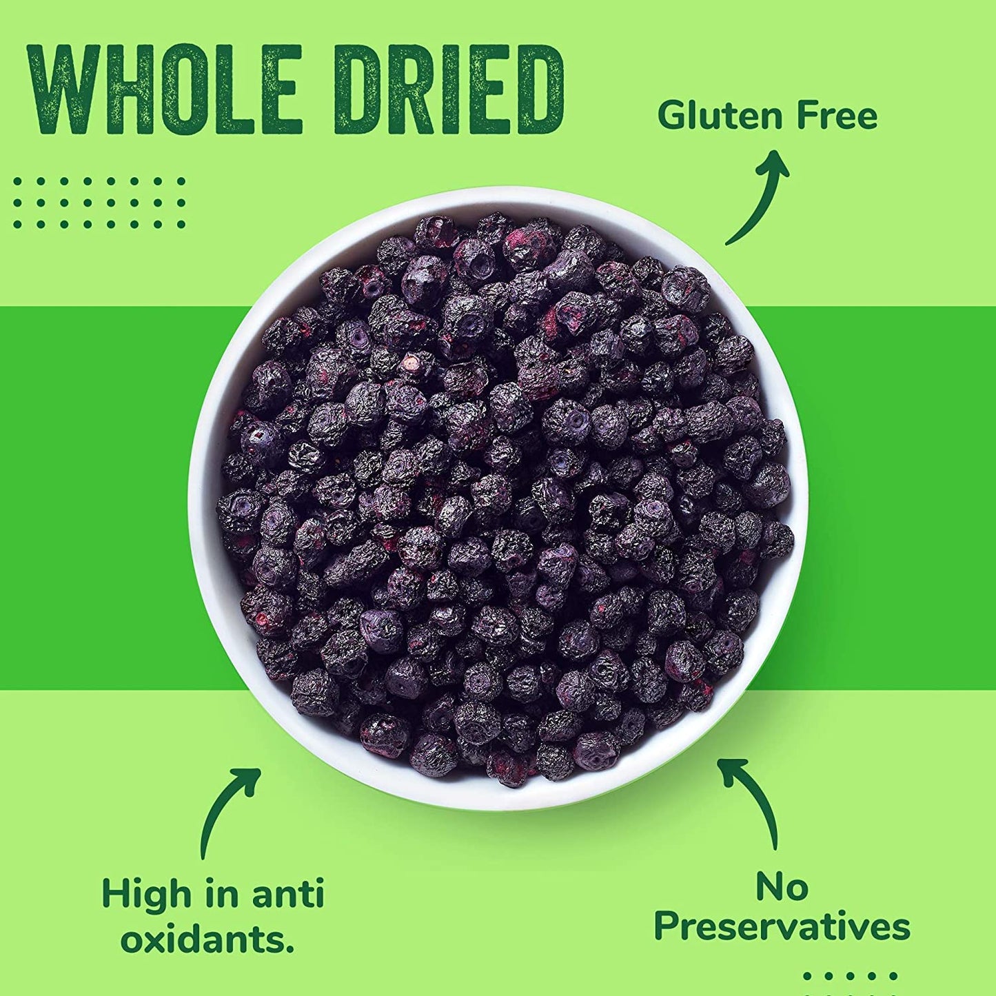 Dried Blueberries 1 lb (16 oz) - Gluten-Free & Peanut-Free  Slightly Sweetened - Great for Baking & Snacking - Berries with Benefits