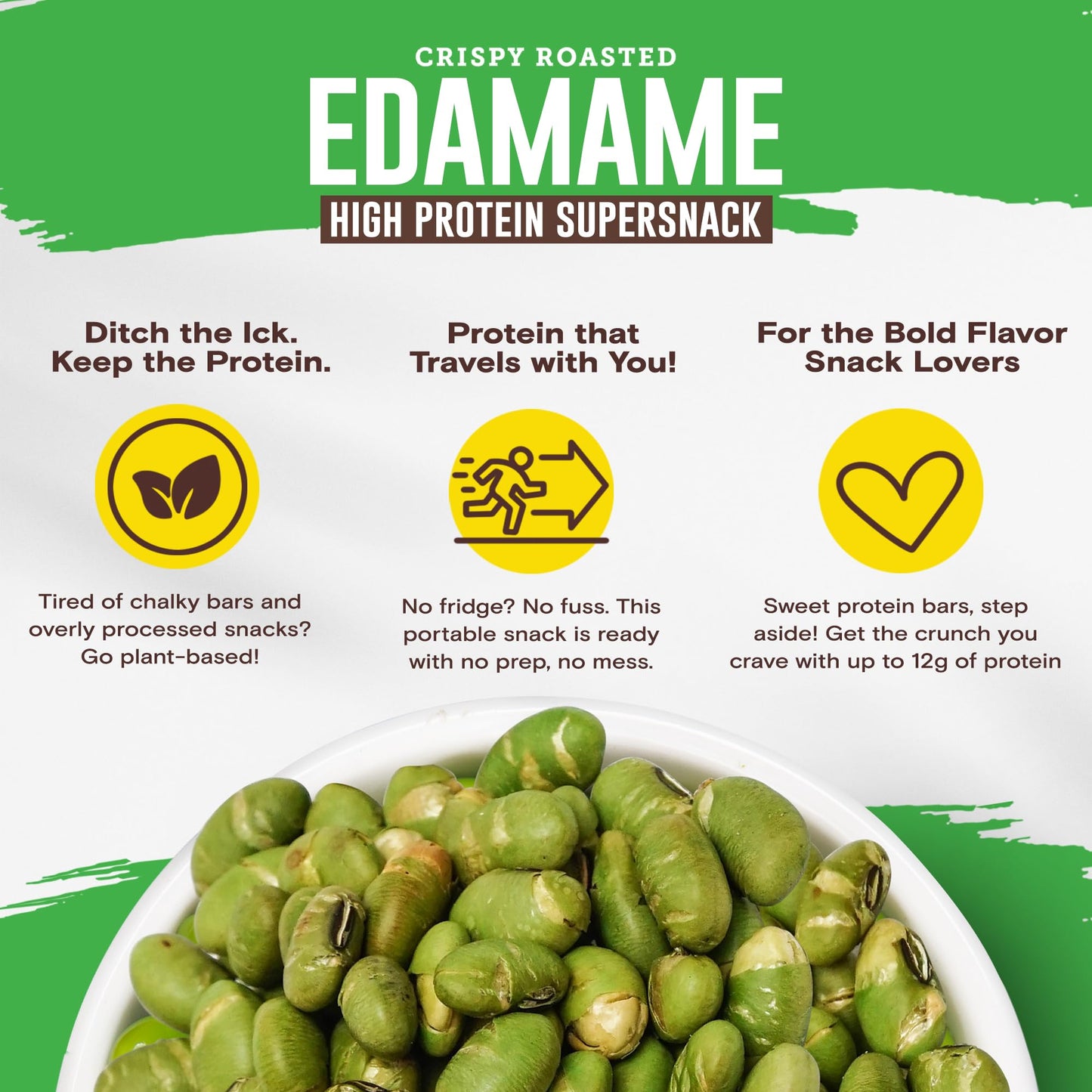 Biena Crispy Roasted Edamame Beans Snack - High Protein Low Carb Snack for mature-themeds & Kids  12g Protein per Serving - Made w/Avocado Oil - Vegan  Gluten-Free - 10-Pack  1.05oz Bags  Ranch