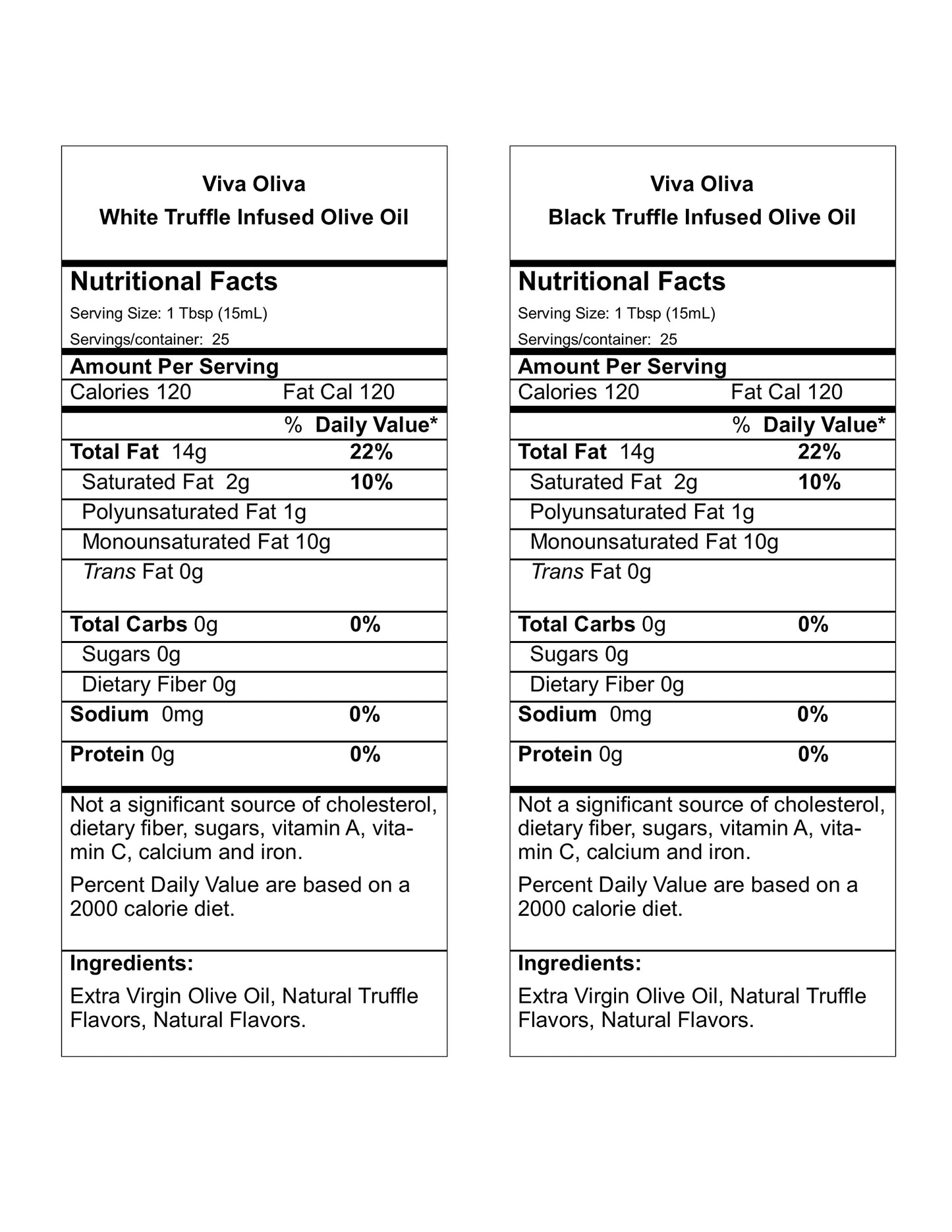 Viva Oliva Truffle Oil Gift Set - Premium White & Black Infused Olive Oil - 12.7 Fl Oz (Pack of 2)