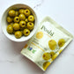 Oloves Green Greek Pitted Olives | Lemon & Rosemary | Vegan, Kosher, Gluten Free + Keto Friendly, Fresh, All Natural Low Calorie Healthy Snacks | (30 Pack, 1.1Oz Bags)