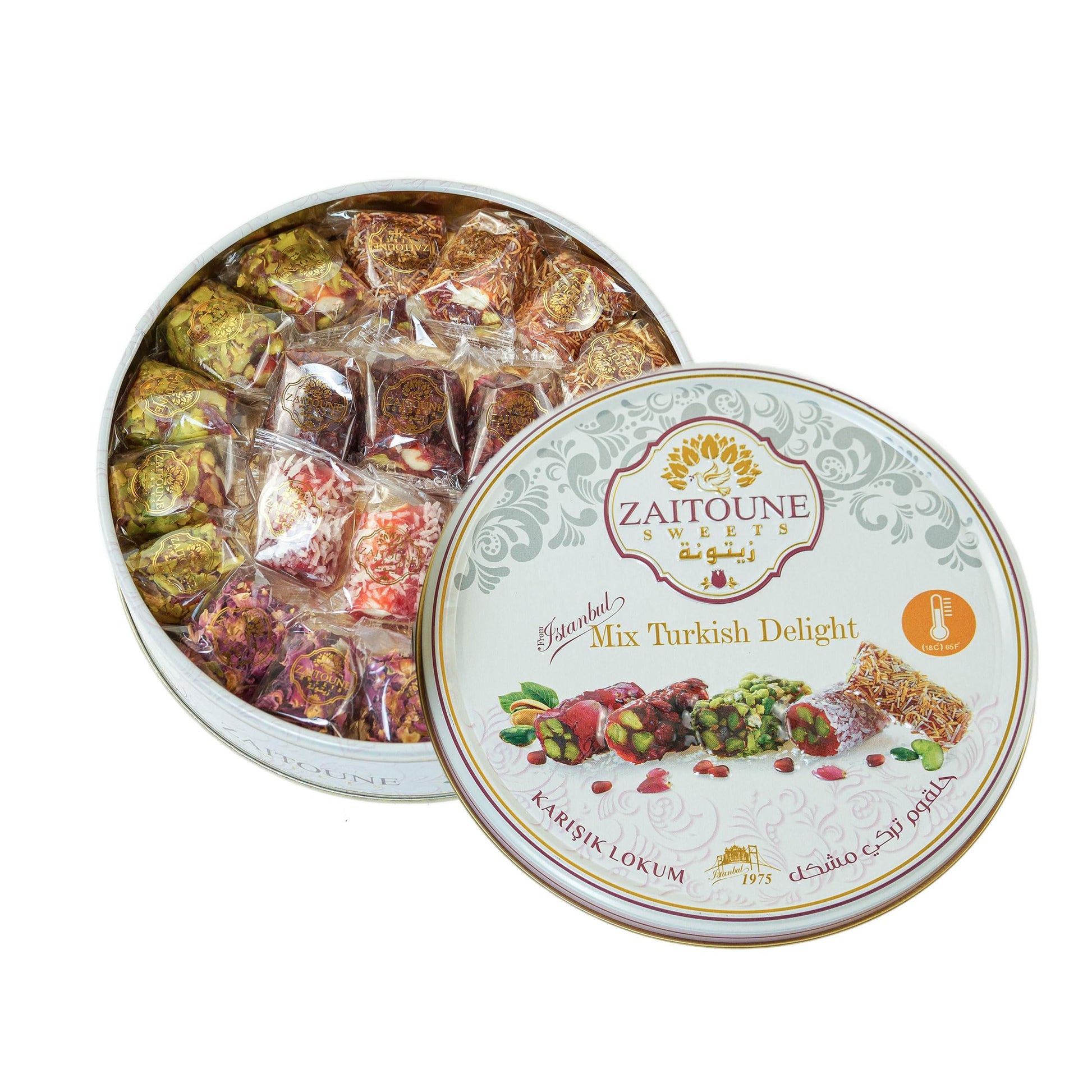 Zaitoune Premium Pistachio Turkish Delight - Handmade Turkish Sweet Authentic Turkish Lokum - Perfect For Dessert Or Gift, 250G