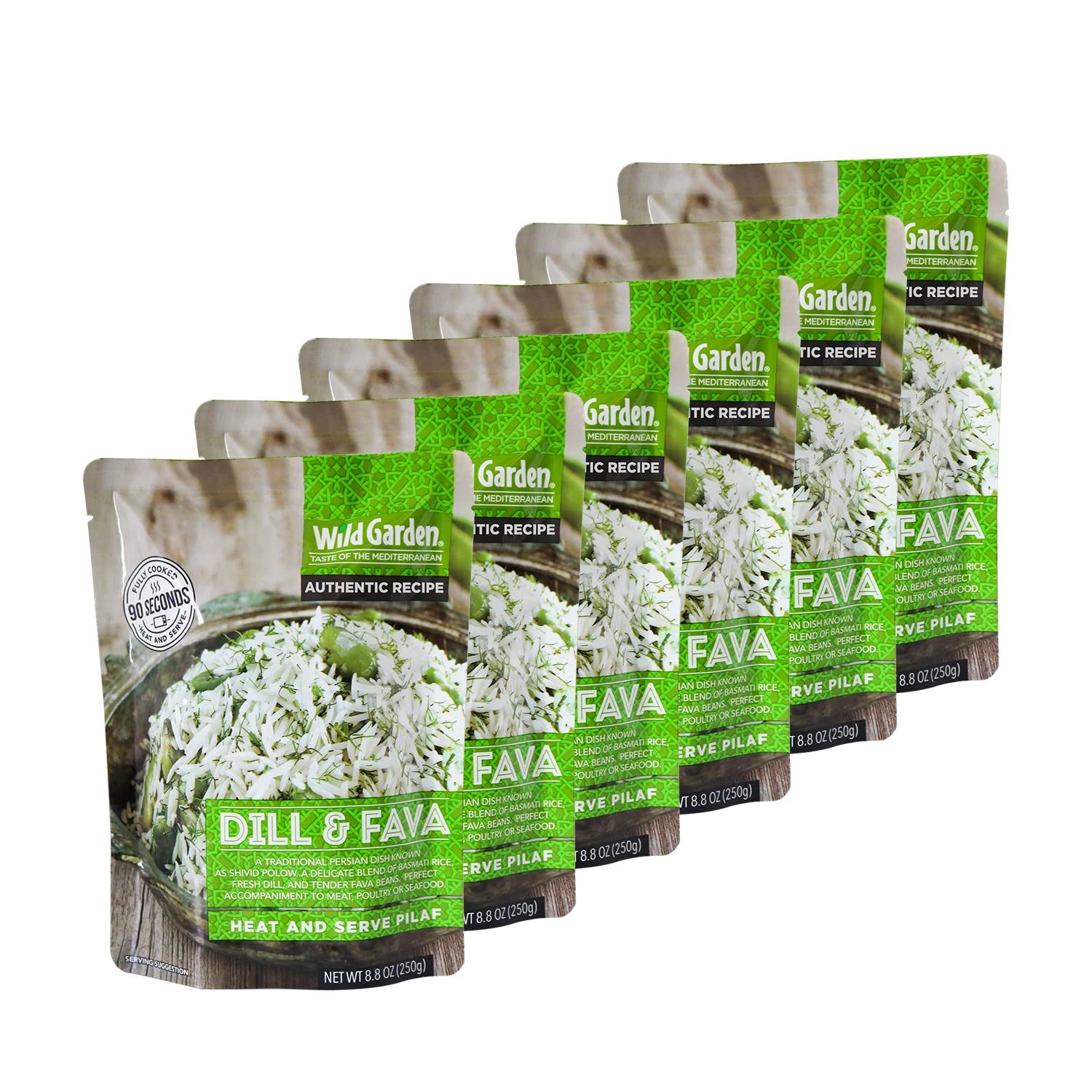 Wild Garden Heat And Serve Pilaf, Dill & Fava, Fully Cooked, Ready To Eat, Microwavable 8.8 Oz, 6 Pack