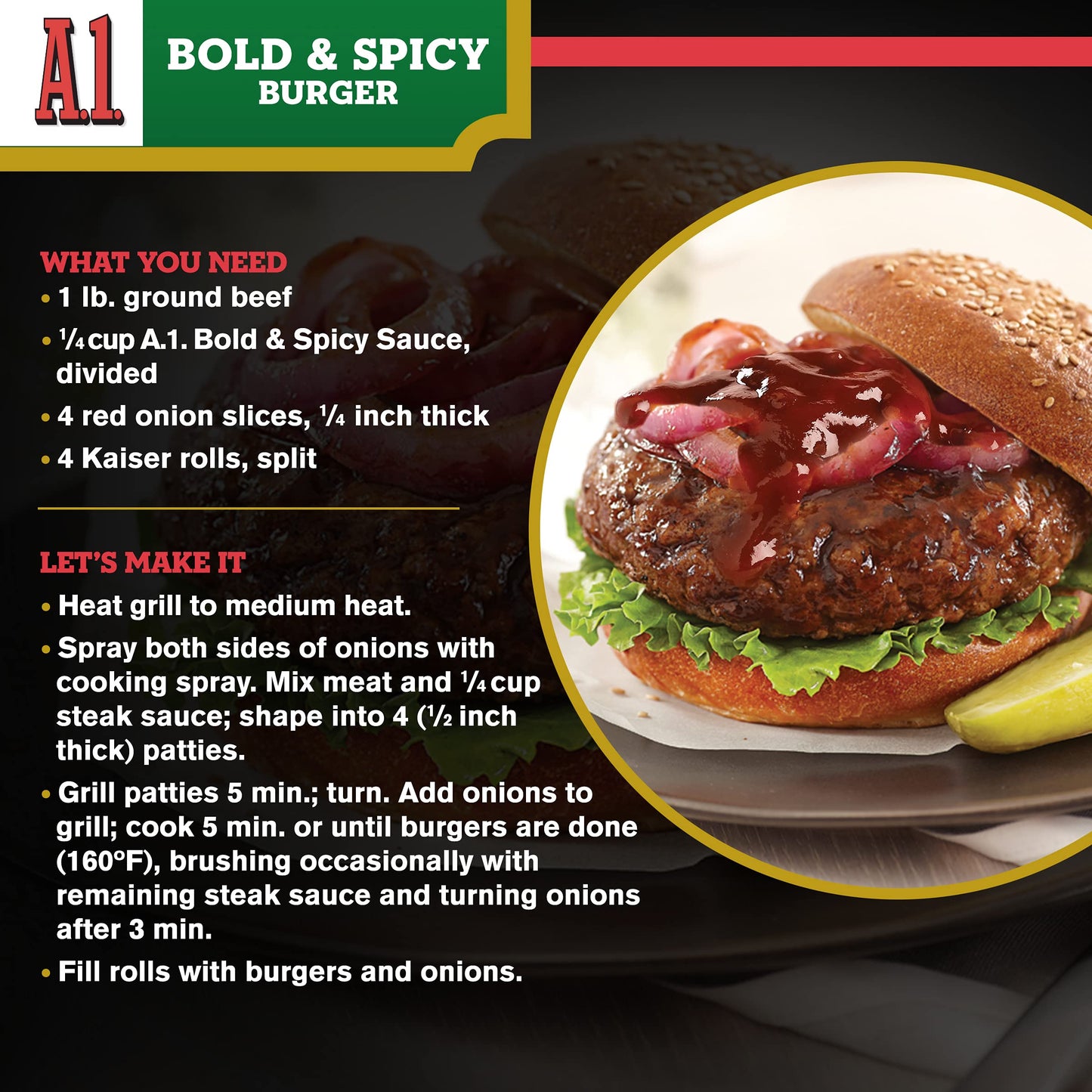 A.1. Bold & Spicy Sauce with Tabasco (10 oz Bottle)