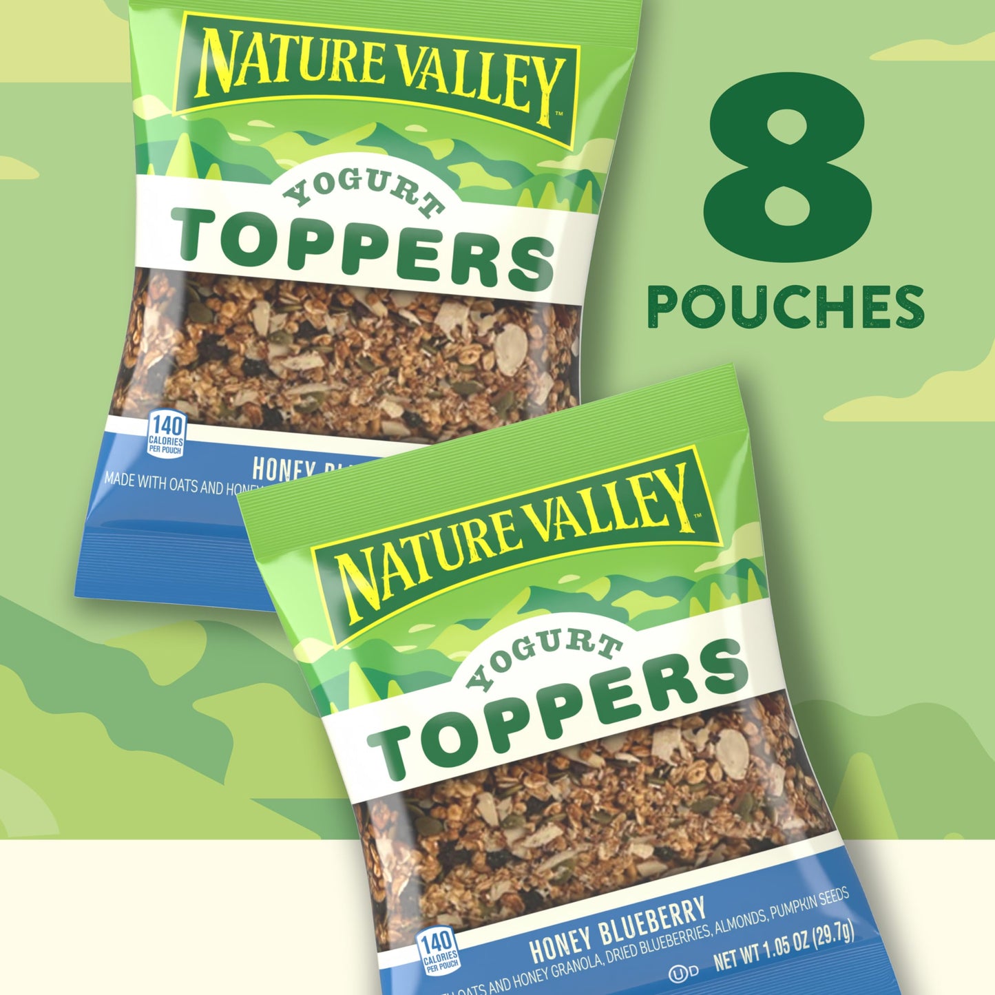 Nature Valley Yogurt Toppers, Honey Blueberry, 8 Pouches, 8.4 oz - Delicious Snack for On-the-Go Enjoyment