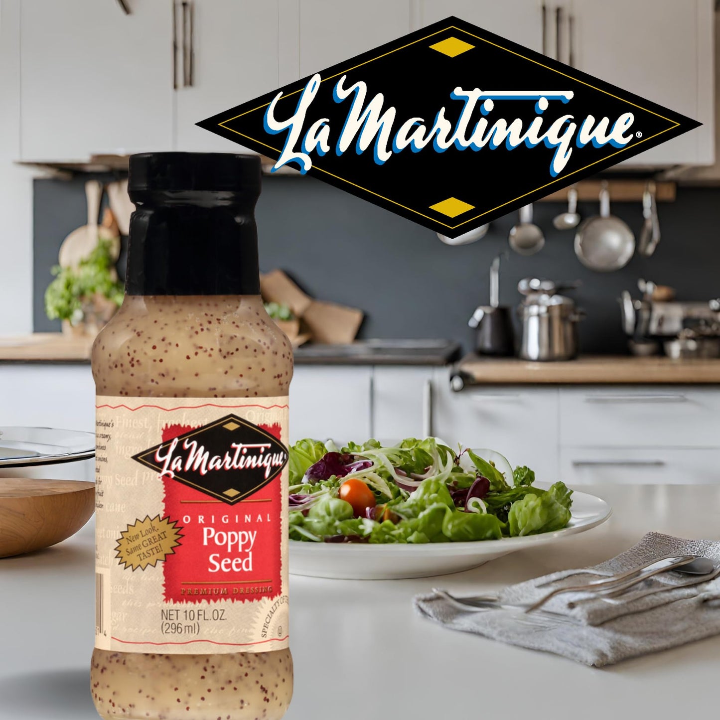 LA MARTINIQUE Poppy Seed Dressing - 10 Ounce Bottle, Pack of 3