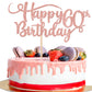 Rsstarxi Happy 60th Birthday Cake Topper, Rose Gold Glitter, Model XM042, Party Decoration, Number 60