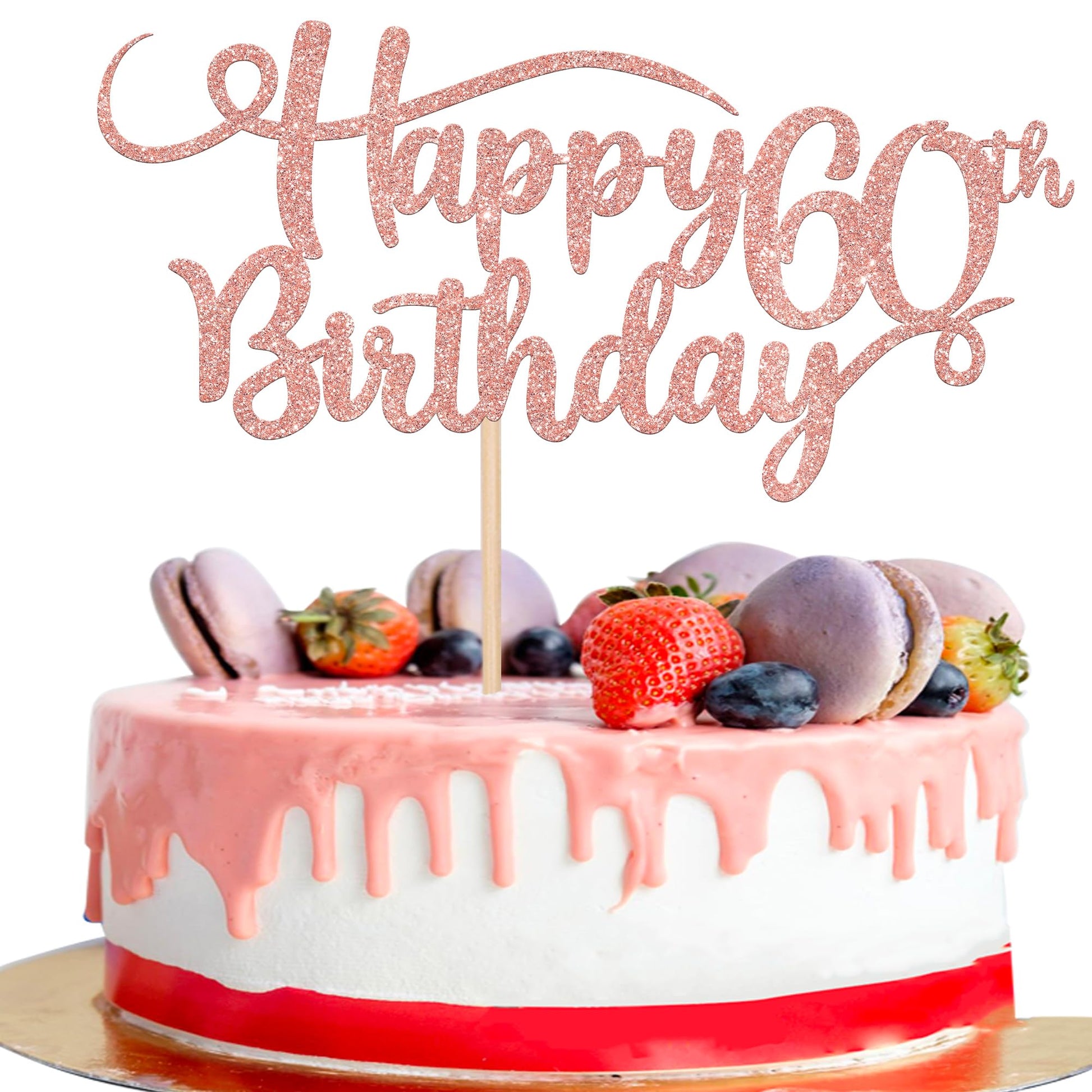 Rsstarxi Happy 60th Birthday Cake Topper, Rose Gold Glitter, Model XM042, Party Decoration, Number 60