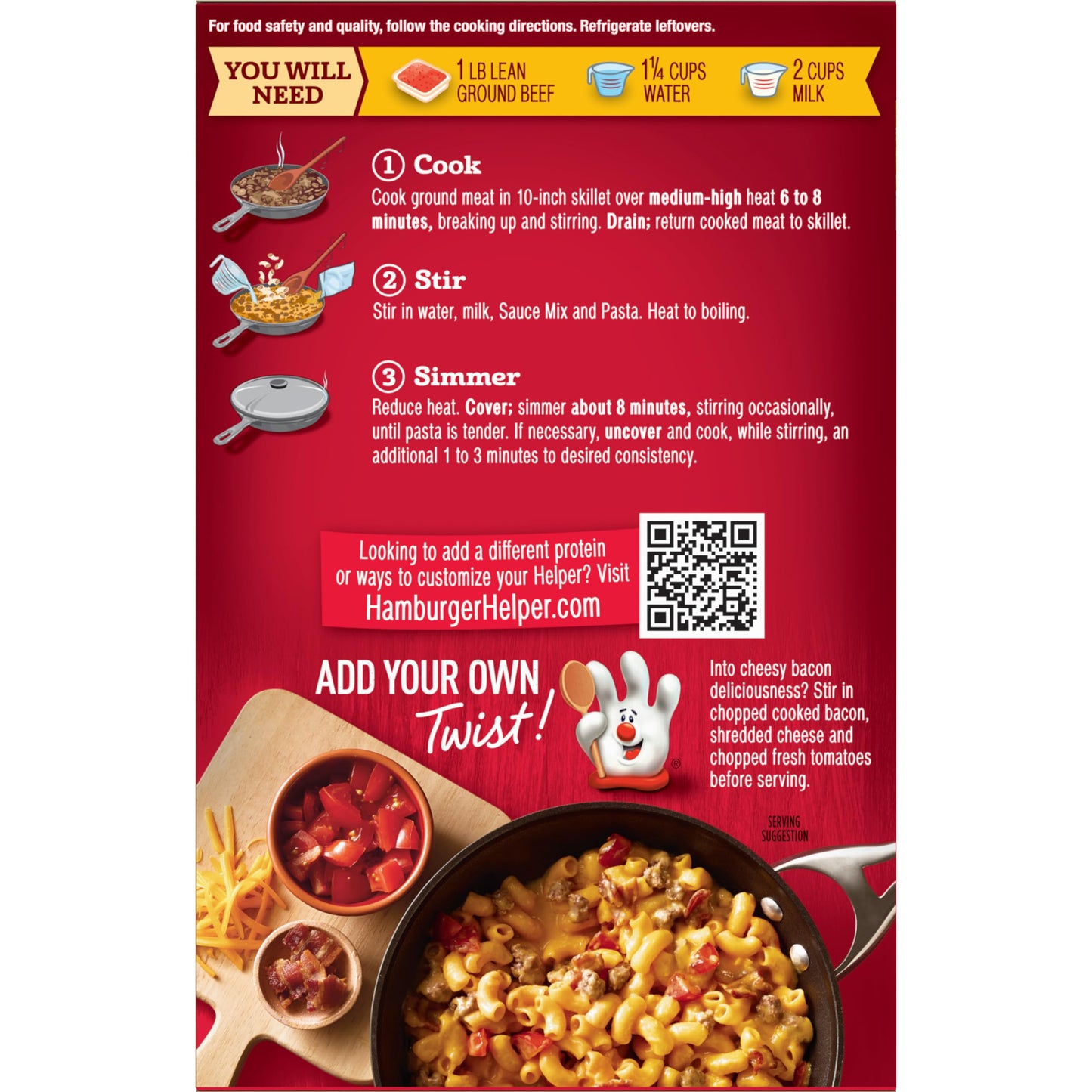 Hamburger Helper Cheeseburger Macaroni, 6.6 Ounces, 12 Per Case.