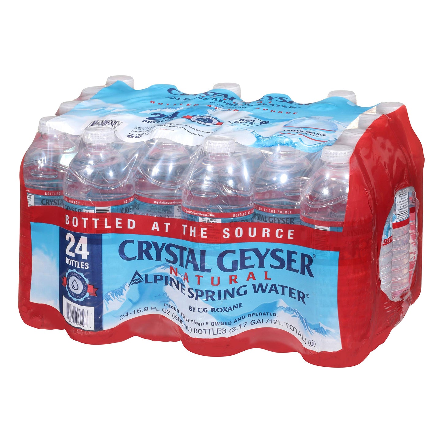 Crystal Geyser Alpine Spring Water, 16.9 oz Bottles, 72 Bottles Total, 3 Cases