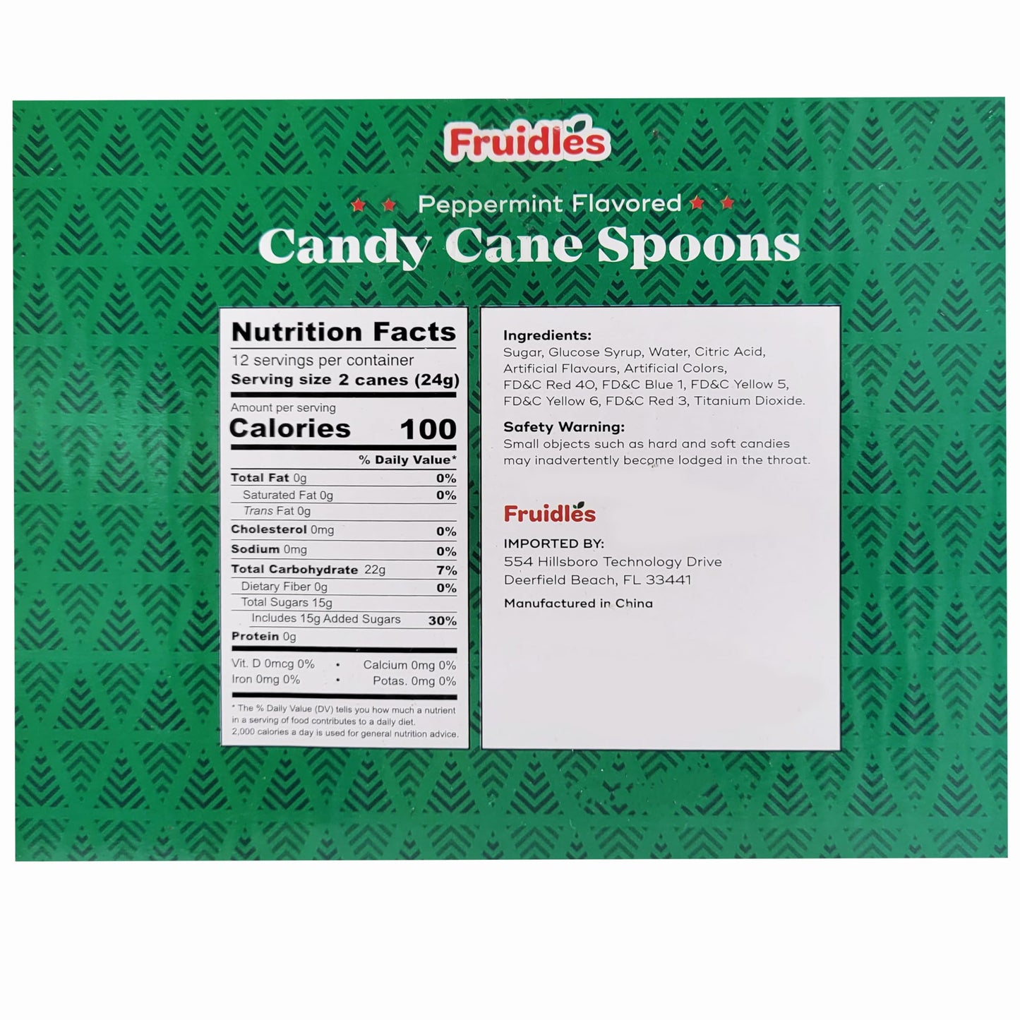 Fruidles Christmas Candy Canes Spoons Suckers, Peppermint Flavor, 6-Pack