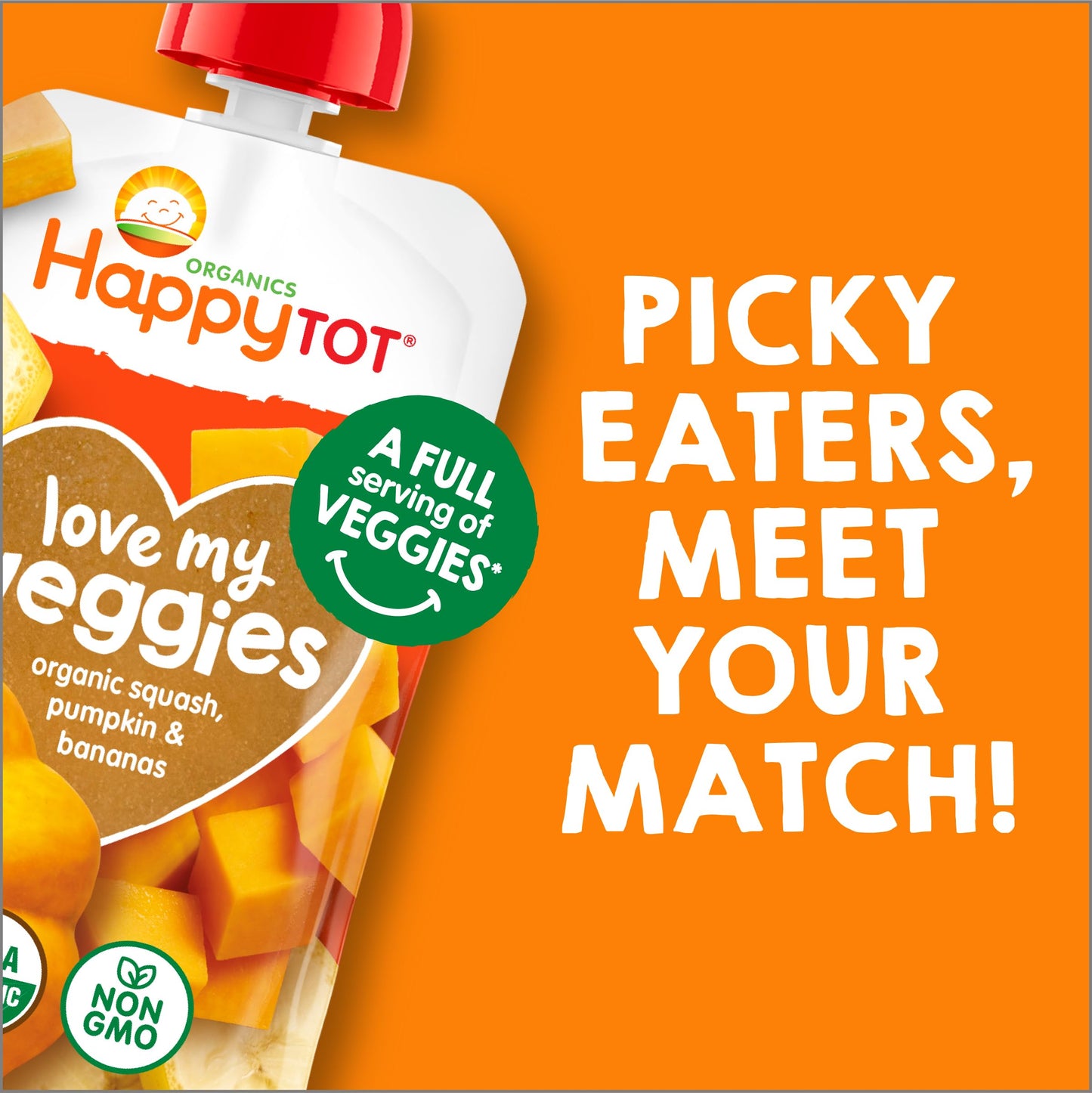 Happy Tot Organics Stage 4 Baby Food Pouches,Gluten Free, Vegan Snack, Love My Veggies, Fruit & Veggies Puree,Squash, Pumpkin &