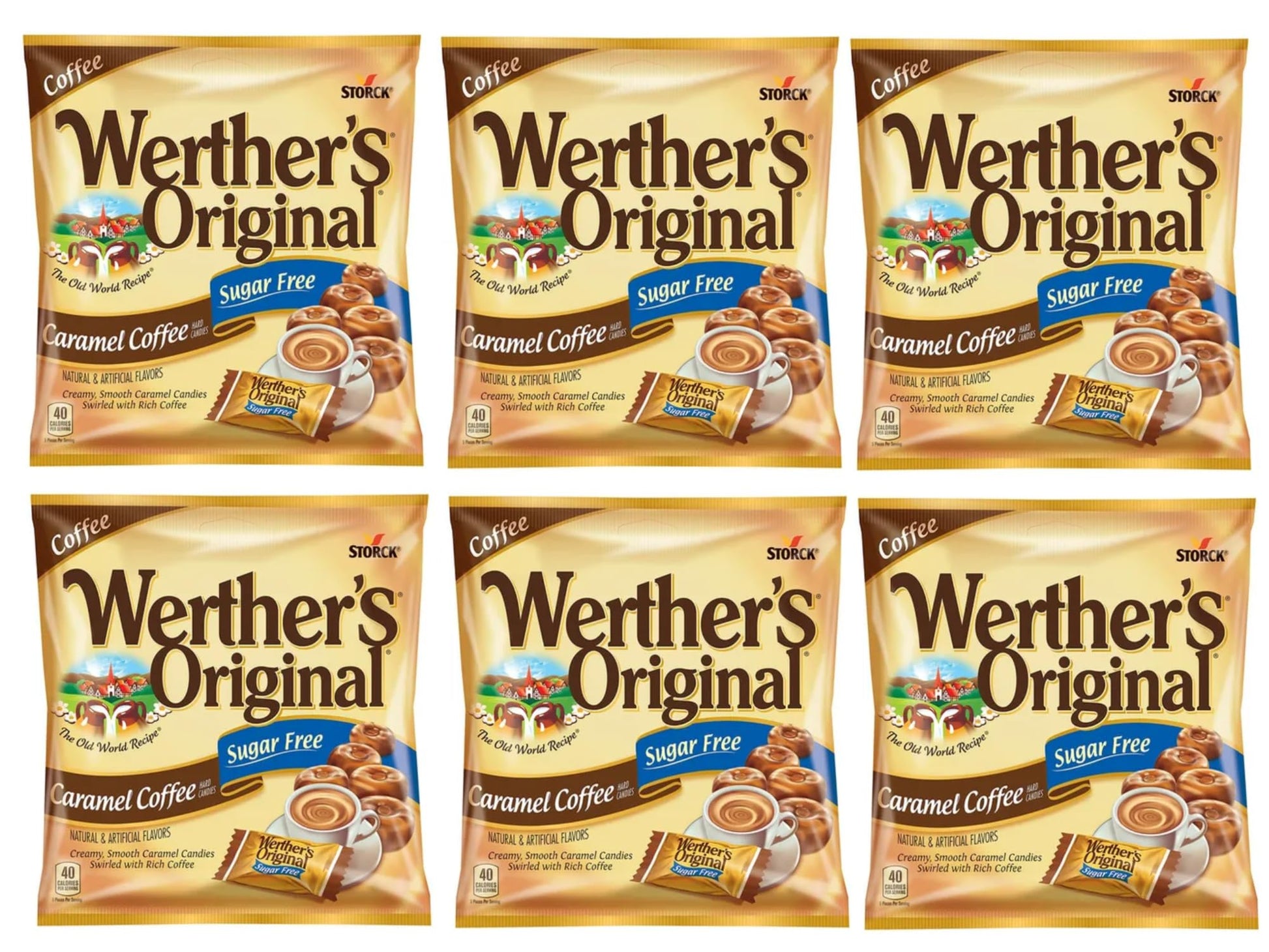 WertherS Oriflavor Blendal Caramel Coffee Hard Candies - Pack Of 6 - Perfect For Sharing - Creamy And Smooth Caramel Candies Swirled With Rich Coffee - Small Bags