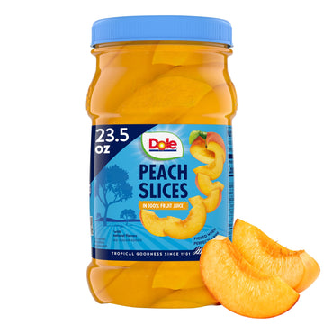 Dole Fruit Jars  Yellow Cling Sliced Peaches in 100% Fruit Juice  Gluten Free  Pantry Staples  23.5 Oz Resealable Jar