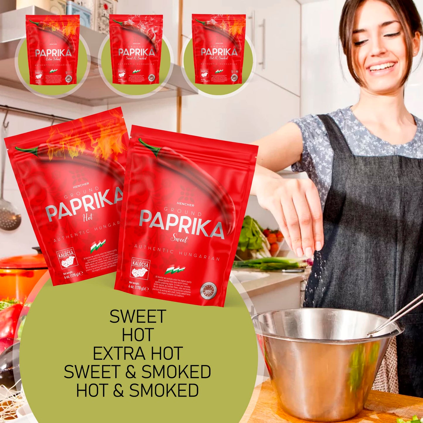 Artisan HOT Hungarian Paprika Powder (6oz/170g) Non-GMO, Imported from Hungary, Amazing Color, Unrivalled Flavor