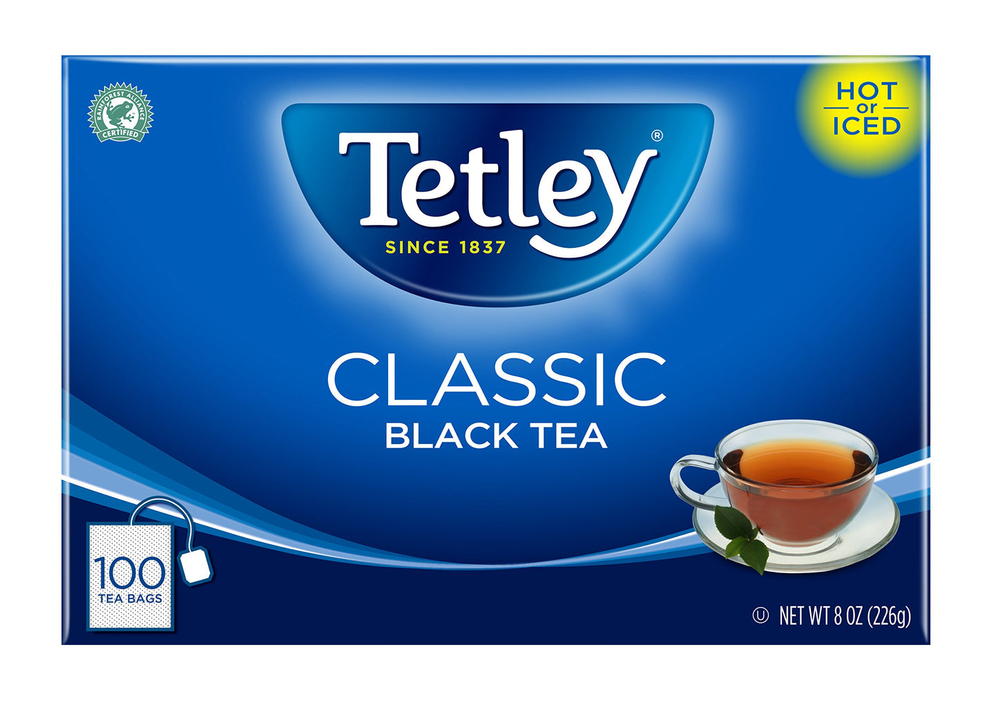 Tetley Black Tea, Classic, 100 Tea Bags (Packaging May Vary), Pack Of 6