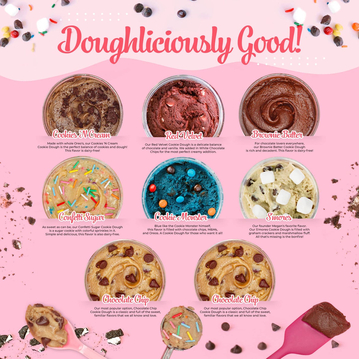 Nobaked Cookie Dough - Edible Assorted Flavors Cookie Dough Meant To Be Eaten Raw With A Soft & Smooth Consistency And No Bitter