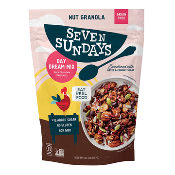 Seven Sundays Nut Granola Cereal, Day Dream Dark Chocolate Raspberry, 20 Oz Bag, Grain & Gluten Free, 4g Protein, 5g Net Carbs, 